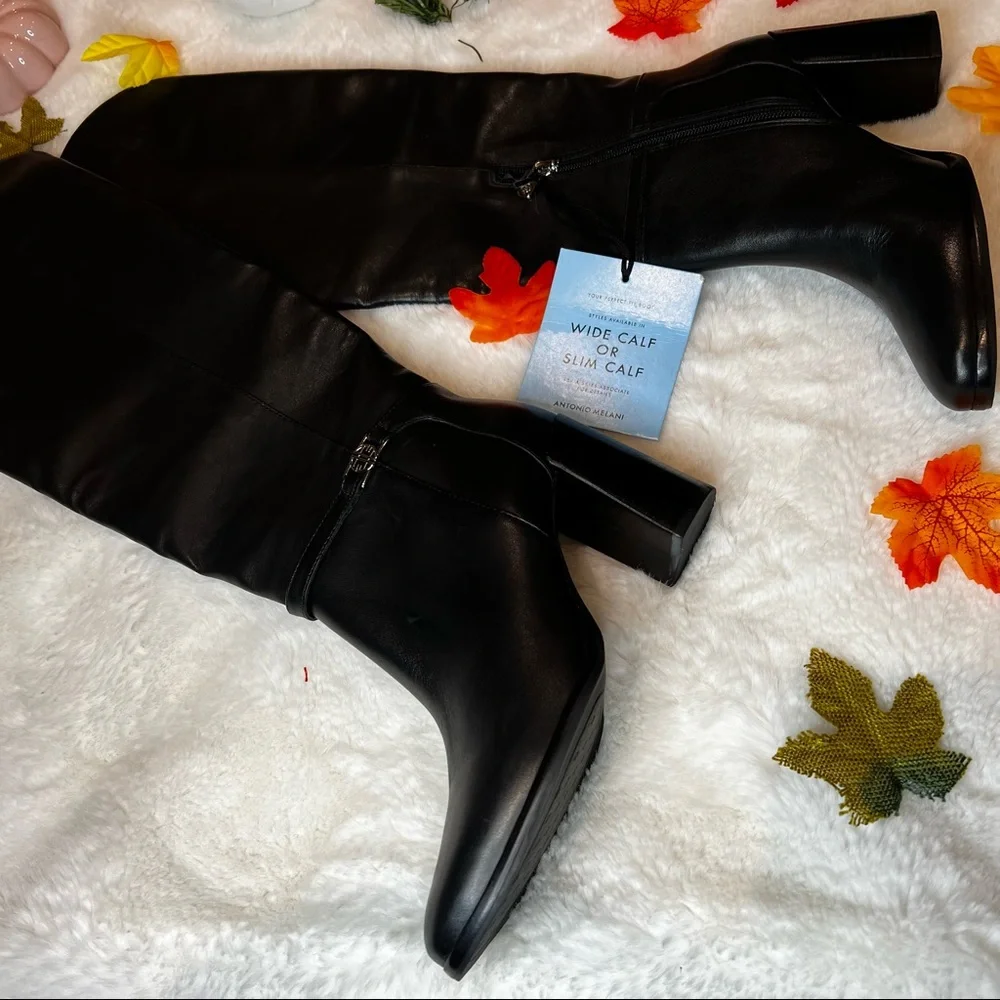 Antonio Melani Over the Knee High  Black Leather Boots. #47